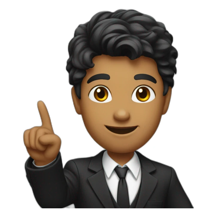 A young teacher in black suit pointing finger up sticker