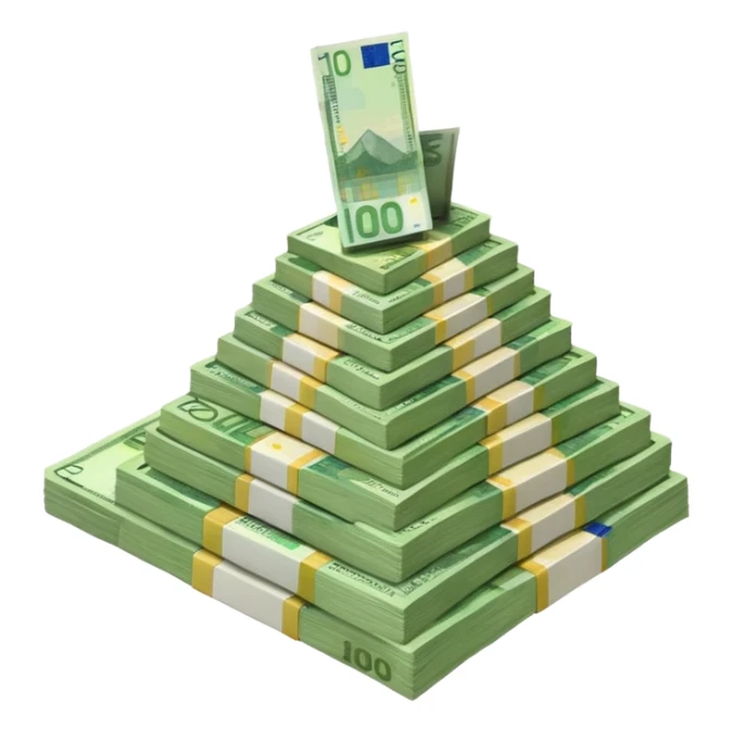 a mountain of packs of euros sticker