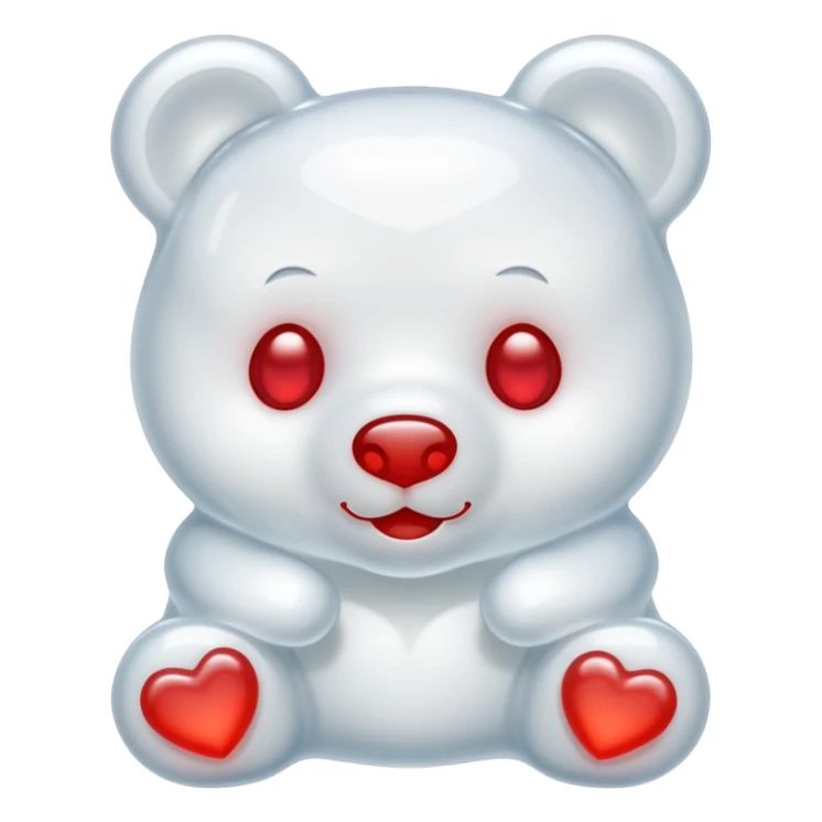White heart-shaped jelly bear with red eyes sticker