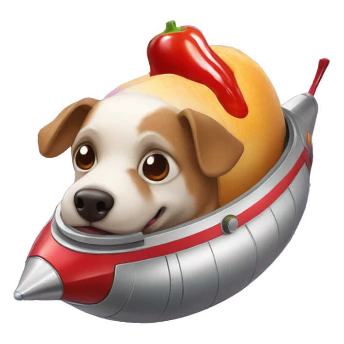 Hogdog with ketchup in a spaceship sticker
