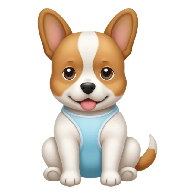 dog learning to wear a diaper, potty training sticker