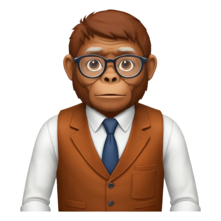 Orangutan secretary, old, glasses, vest sticker