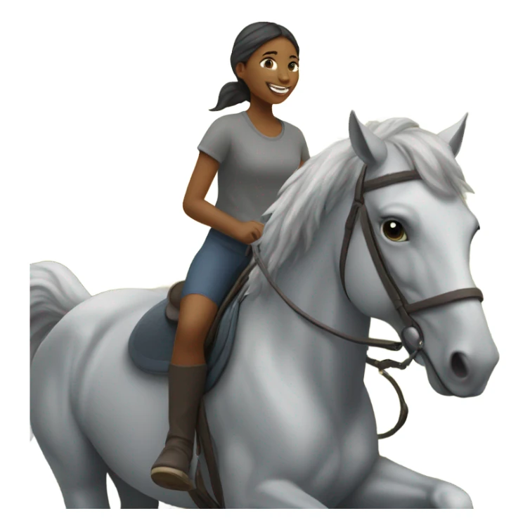 girl enjoying nature outdoors on a grey horse sticker