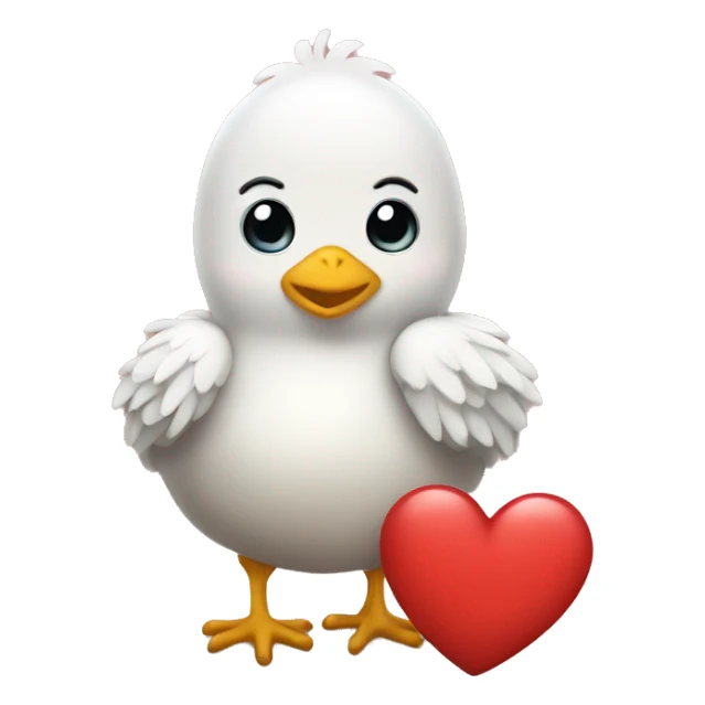 chick holding heart sticker