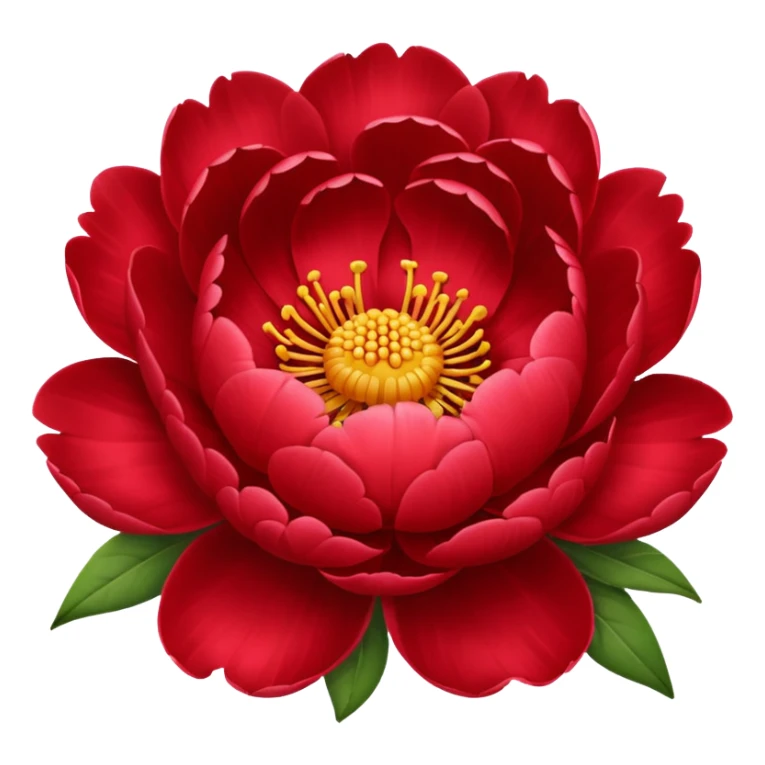 Change the white peony flower single bloom to a red peony flower single bloom, keep emoji style, no background. sticker