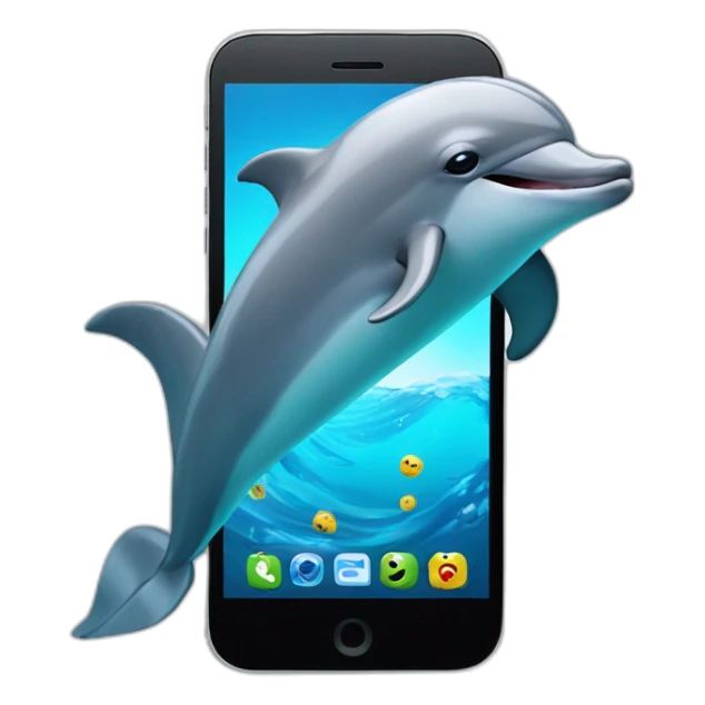 A dolphin whobplay with his smartphone sticker