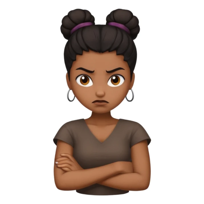 mad brown girl black bun arms crossed sticker