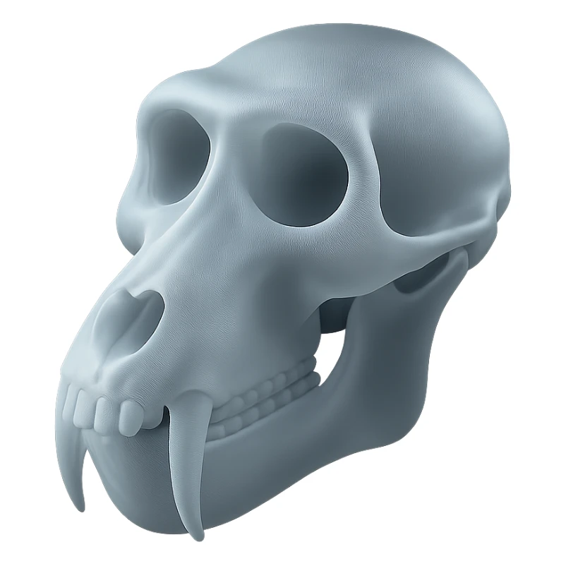 matte glass style baboon skull, hyperrealistic, shiny, on white background sticker