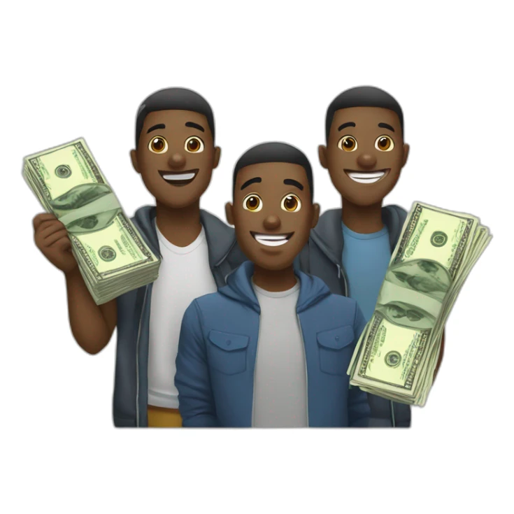 group of friends with a lot of money comic style sticker