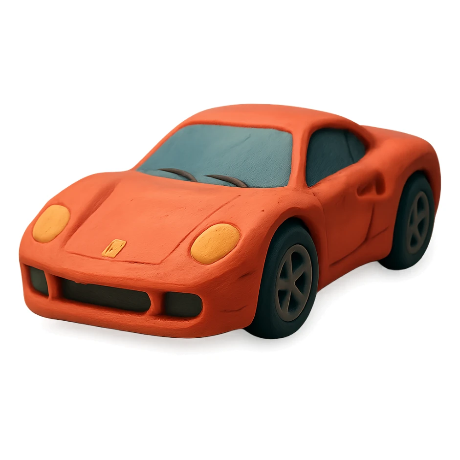 red Ferrari sports car, claymation style sticker