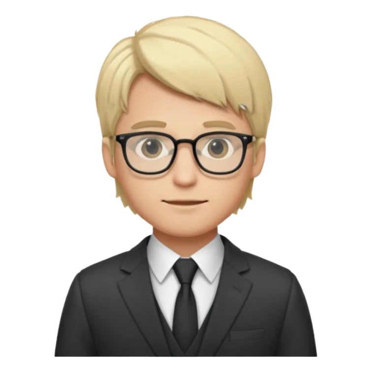 Light-haired man, with fair skin, dressed in a suit, young, with glasses, a trader, half-length shot sticker