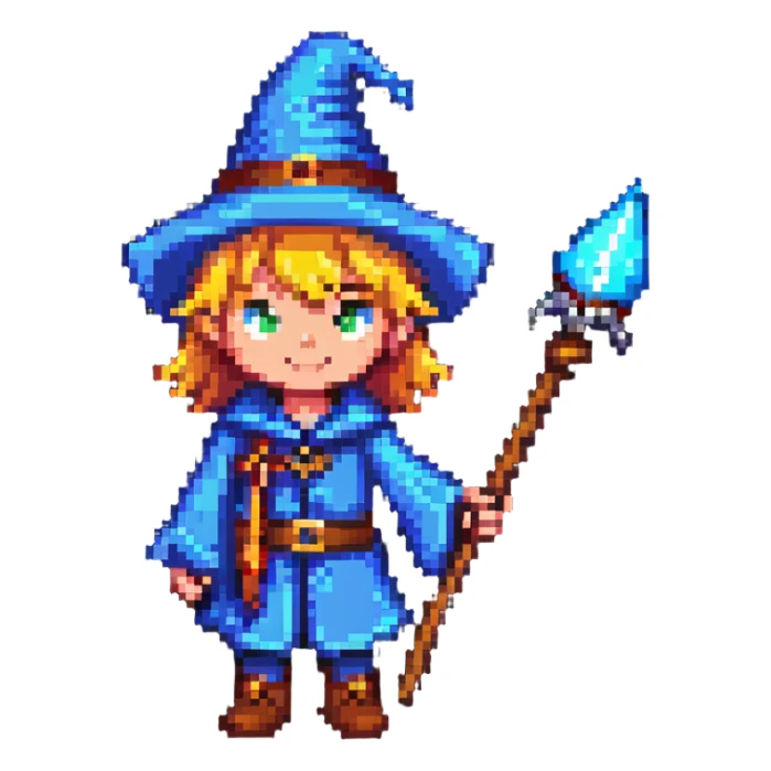 wizard kid with a pointy hat and wand sticker