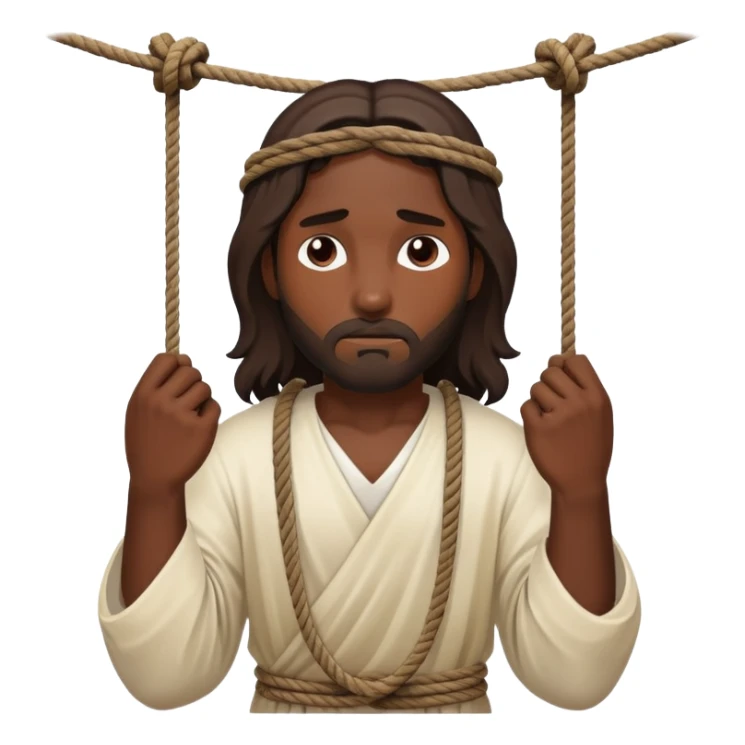 Dark skin Jesus with ropes on hands captured  sticker