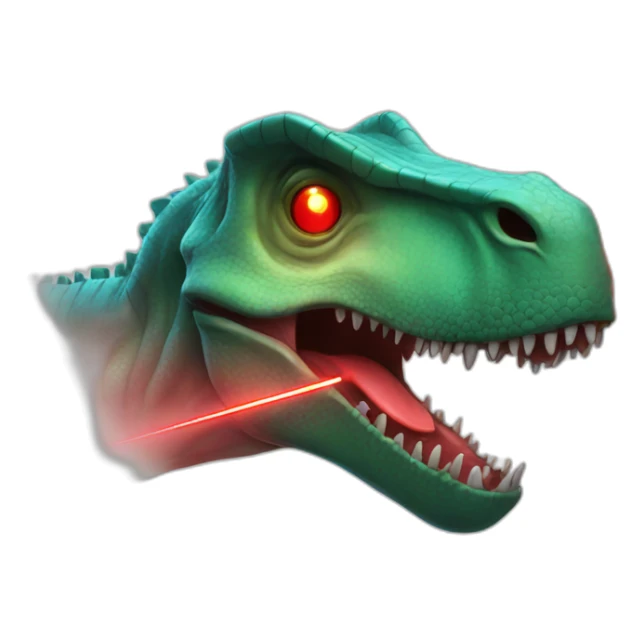 Dinosaur with red lasers coming out of the eyes sticker