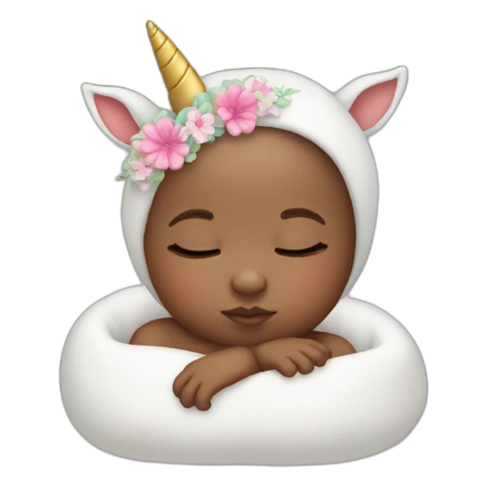 Sleeping white Newborn with unicorn headband sticker