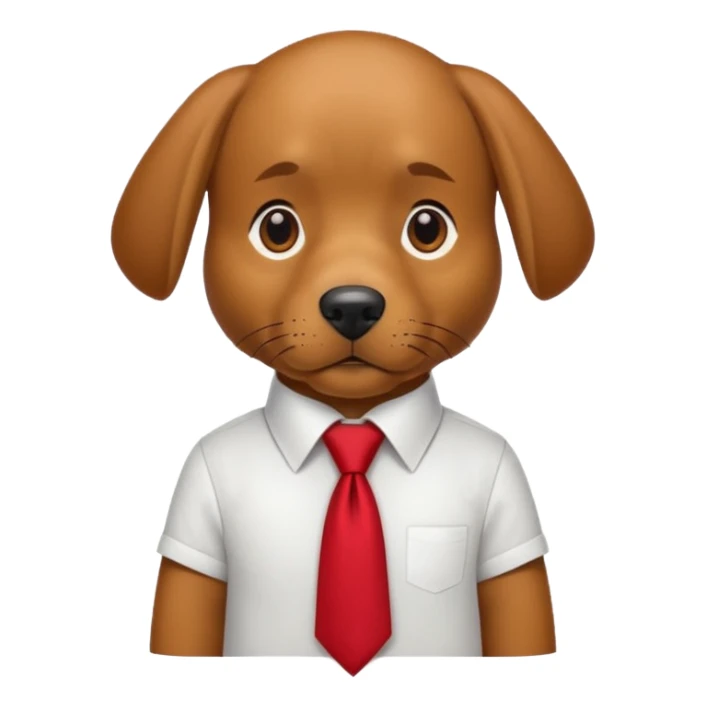 brown dog with red tie,whiteshirt sticker