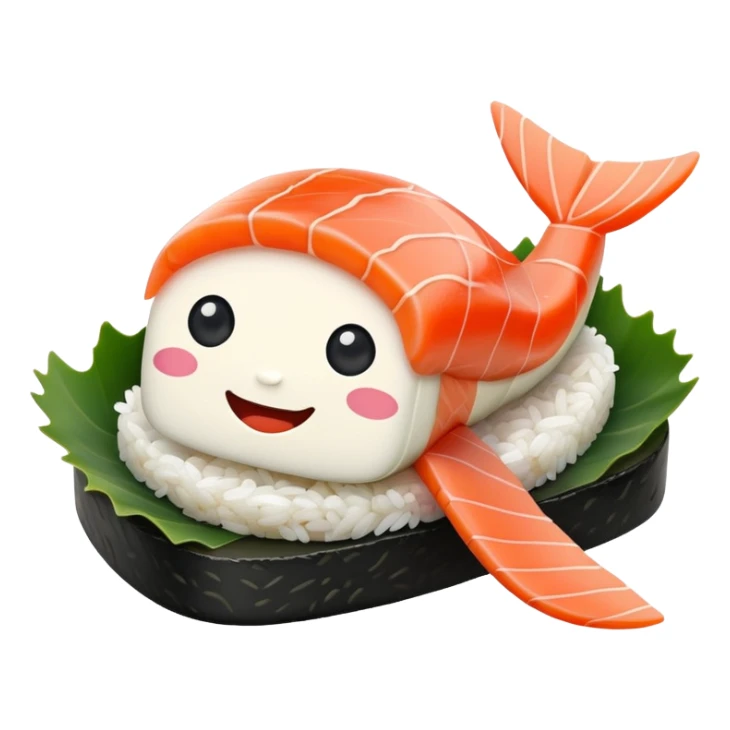 piece of sushi waving hello sticker