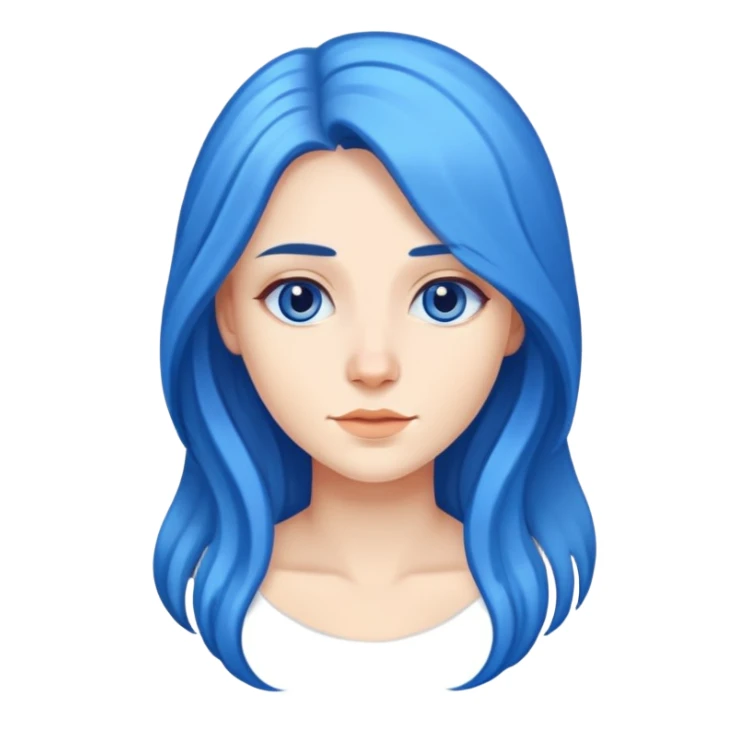 Female with blue long hair sticker