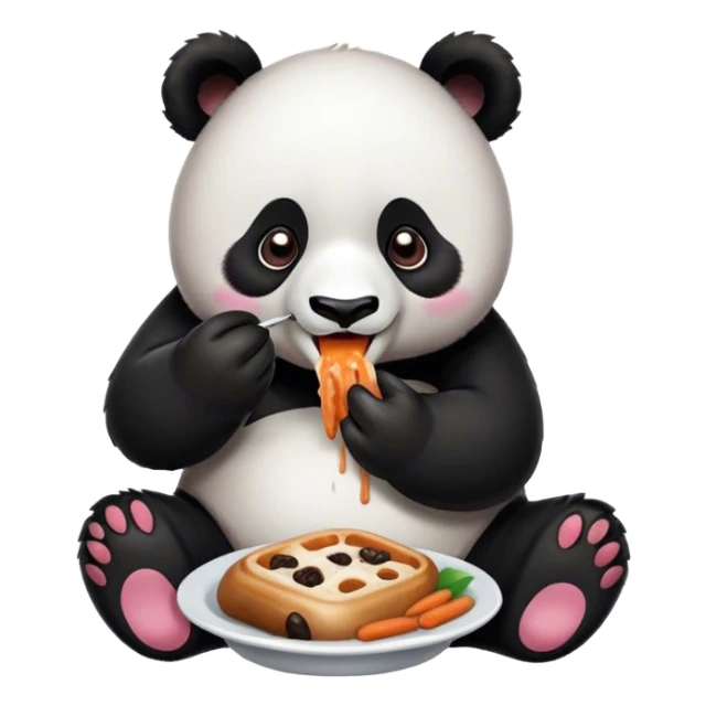 Panda eating food sticker