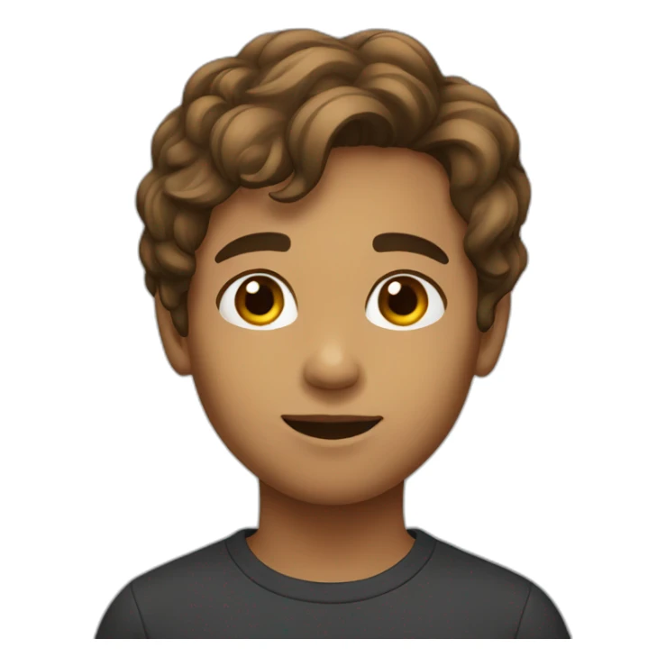 boy brown chin length hair sticker