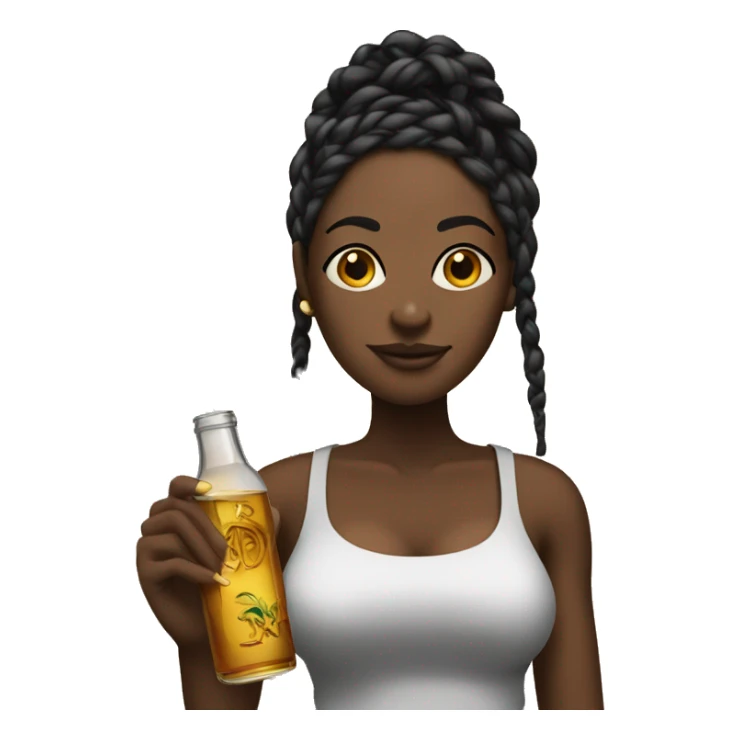 Black woman with braids holding liquor shot sticker