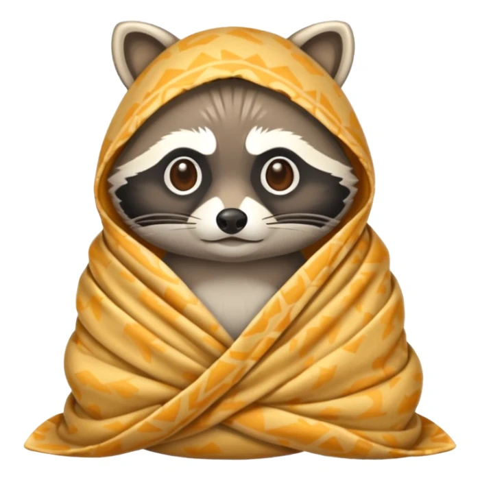 raccoon wrapped like burrito in blanket sticker