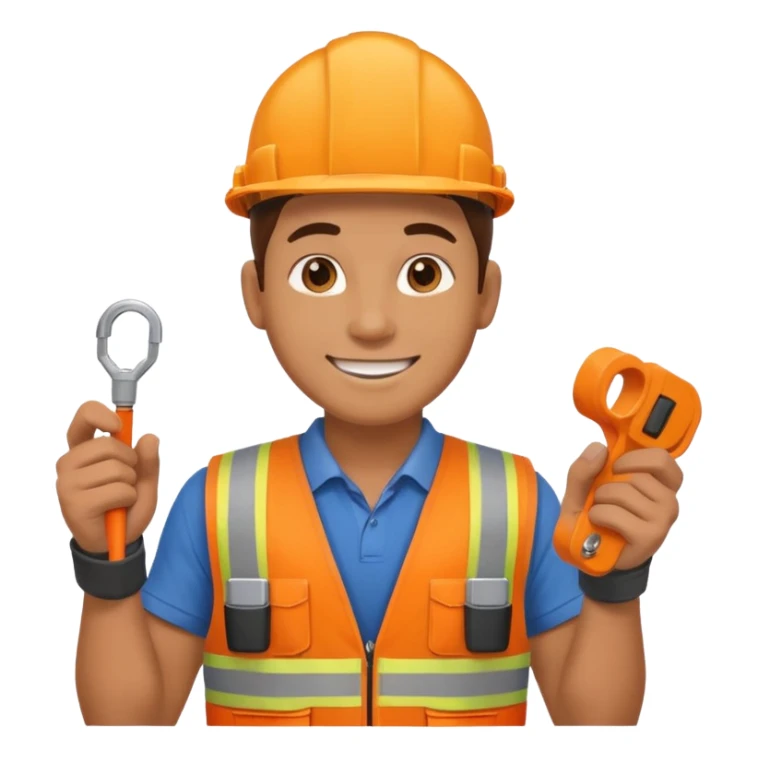 Electrician + cable coil + orange vest, Repair Crew. sticker