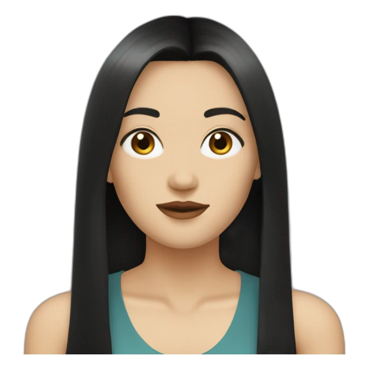 medium straight black haired white women with bangs sticker