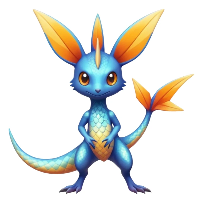 Colorful Shiny Exotic Victini-Salandit-Aurorus-Fakémon-hybrid-creature (full body)  sticker