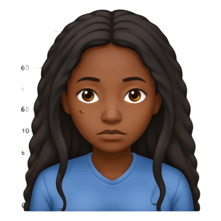 sad black prisoner long haired woman mug shot with bg no cup sticker