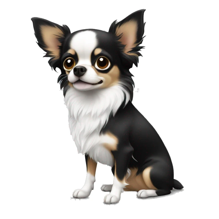 Chihuahua with long coat black and white sticker