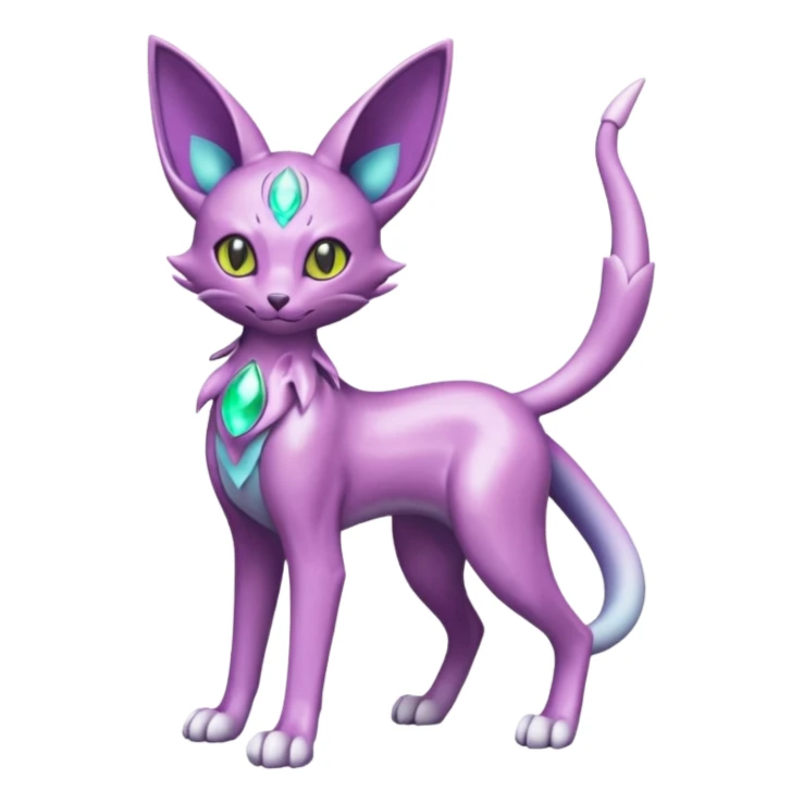 Shiny Espeon-Genesect-Mewtwo-Serval-Fakémon-hybrid-creature (full body)  sticker
