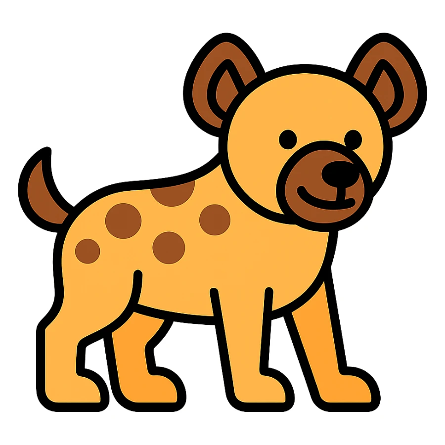 hyena, color outline icon style sticker