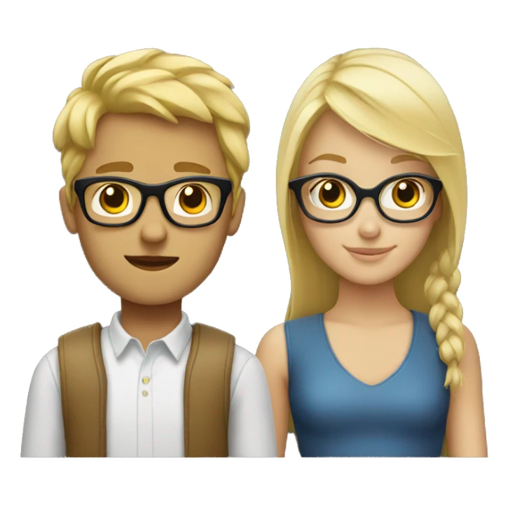 blonde girl and blonde boy with glasses sticker