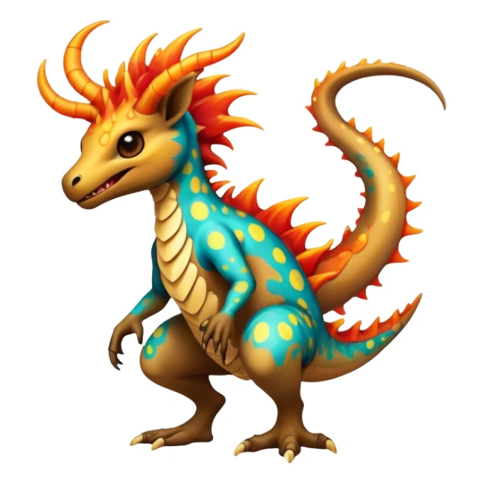 a colorful edgy vernid-fionbri-creature with splash patterns full body sticker