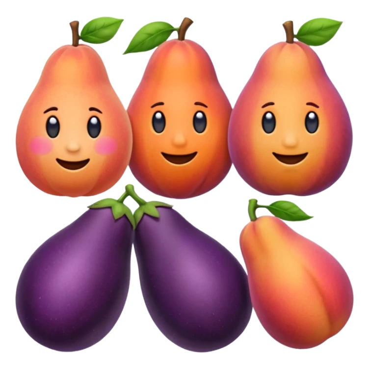 Make an emoji of a peach and eggplant sticker