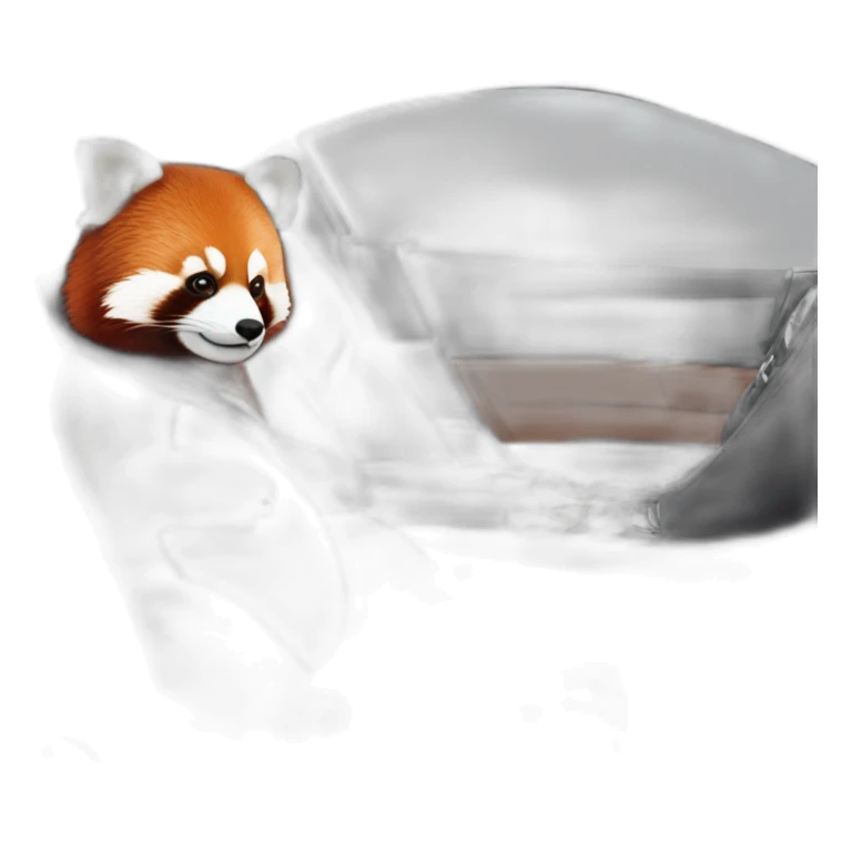 Red panda sitting in driver’s seat of a black Aston Martin sticker