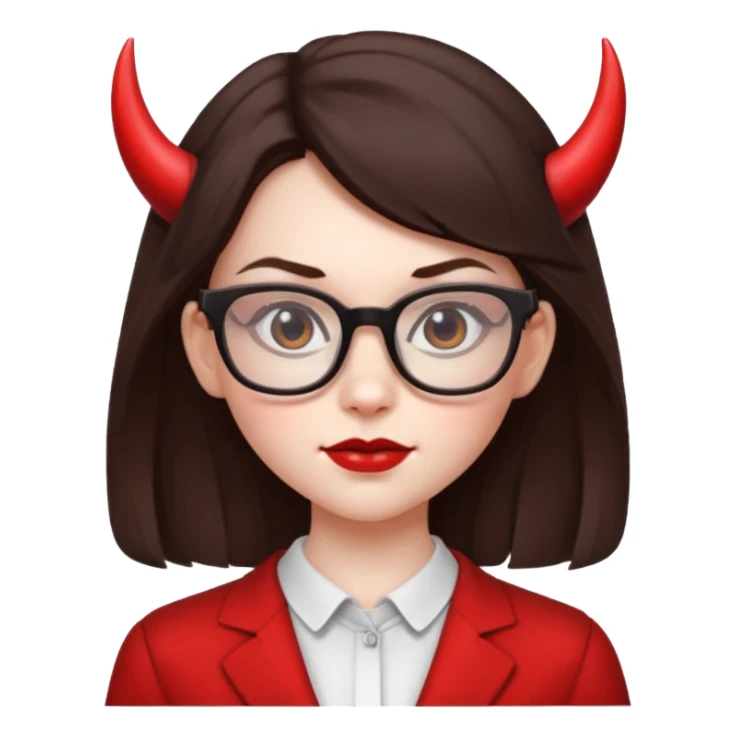 girl devil nerdy brunette with square glasses sticker