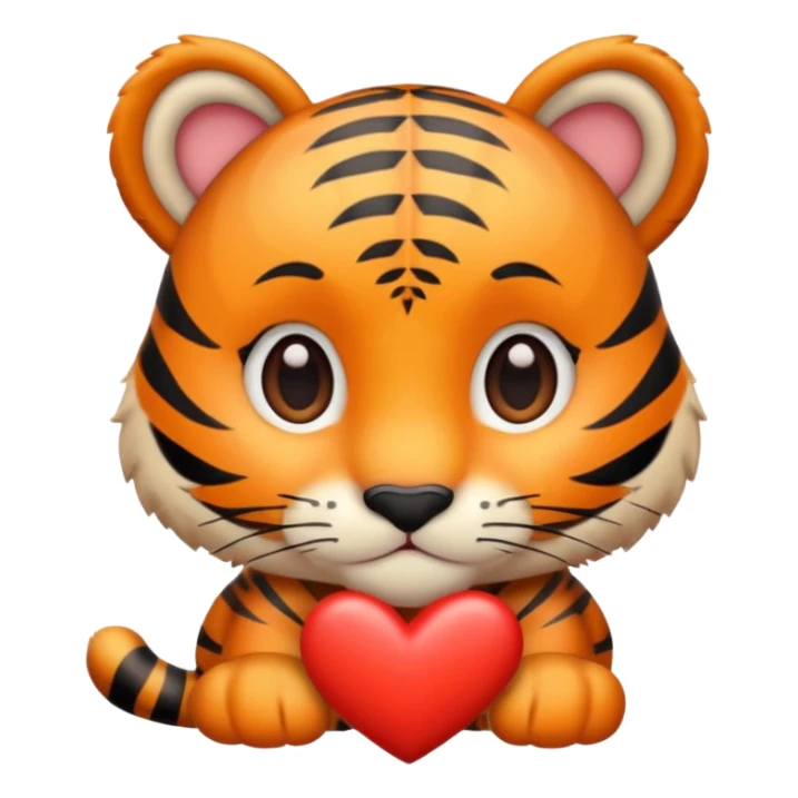 A cute little tiger with a heart sticker