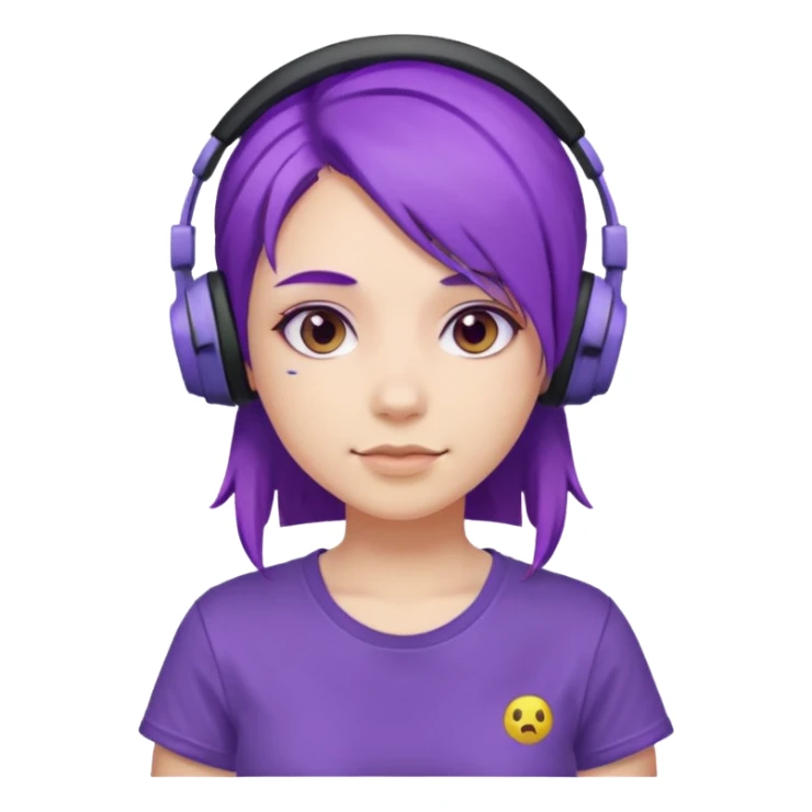Gamer Girl with Headset + Purple Hair sticker