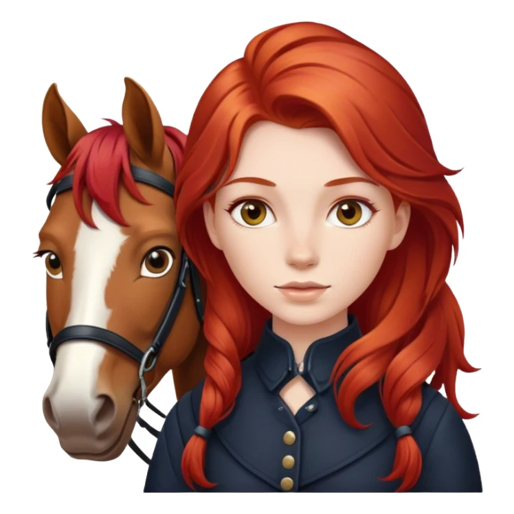 girl whit red hair on horse  sticker
