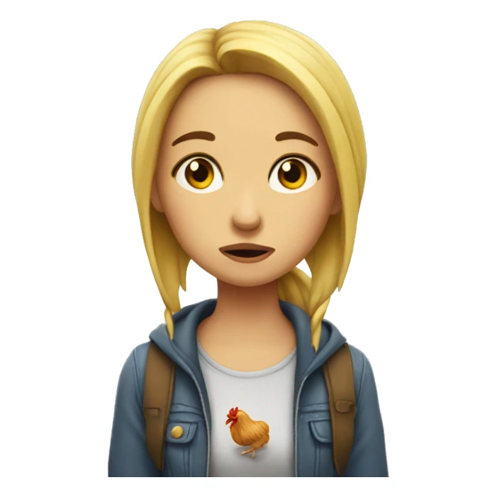 Girl eating chicken sad  sticker