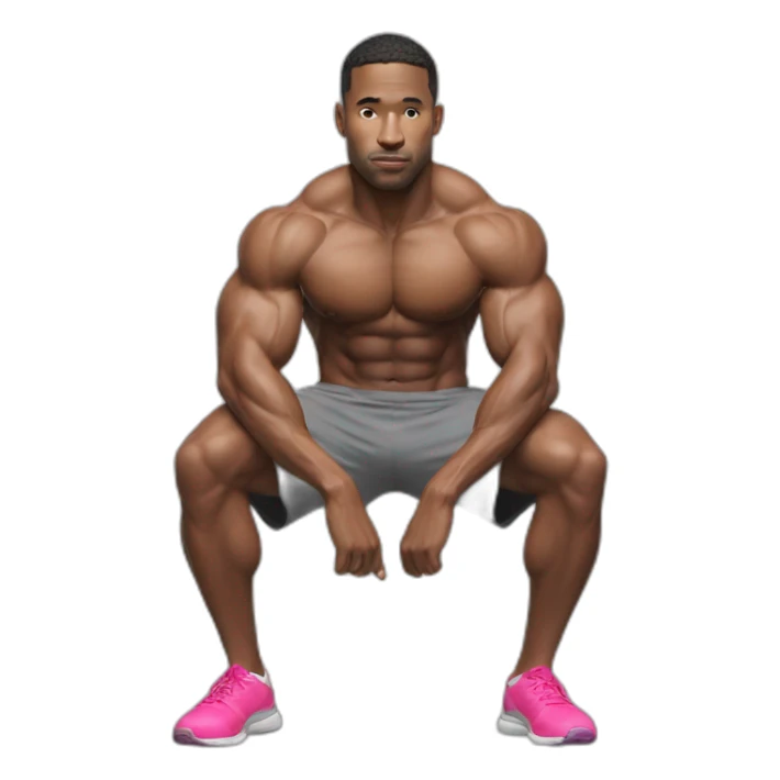 hyper-realistic fitness model squatting sticker