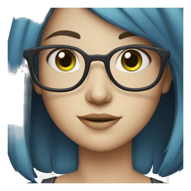 girl with blue hair and glasses and green eyes sticker