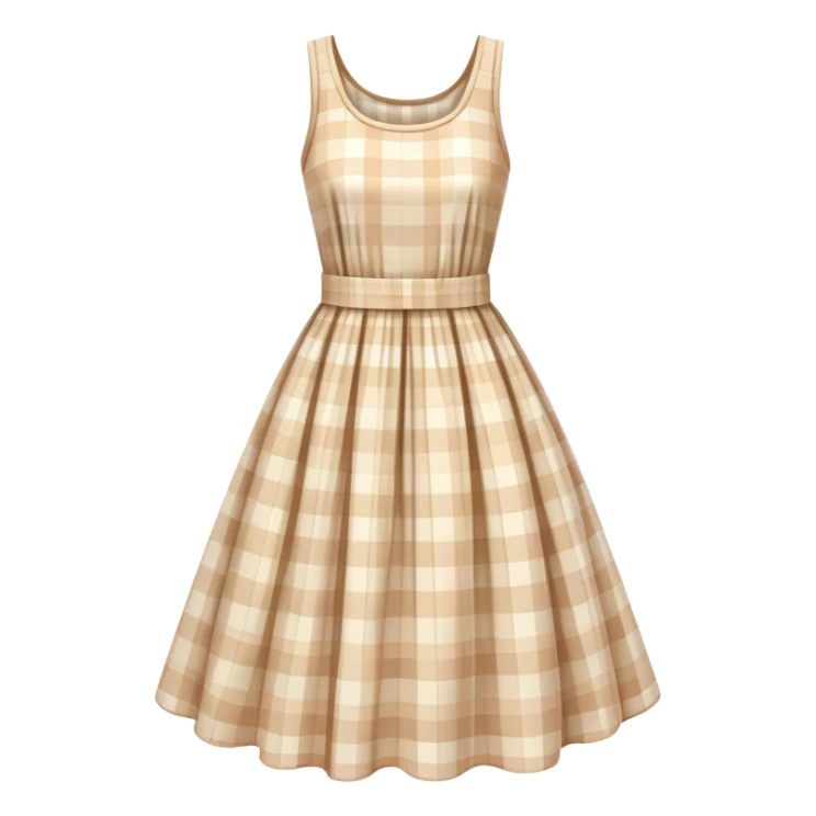 pastel beige plaid spring dress floating in the air sticker