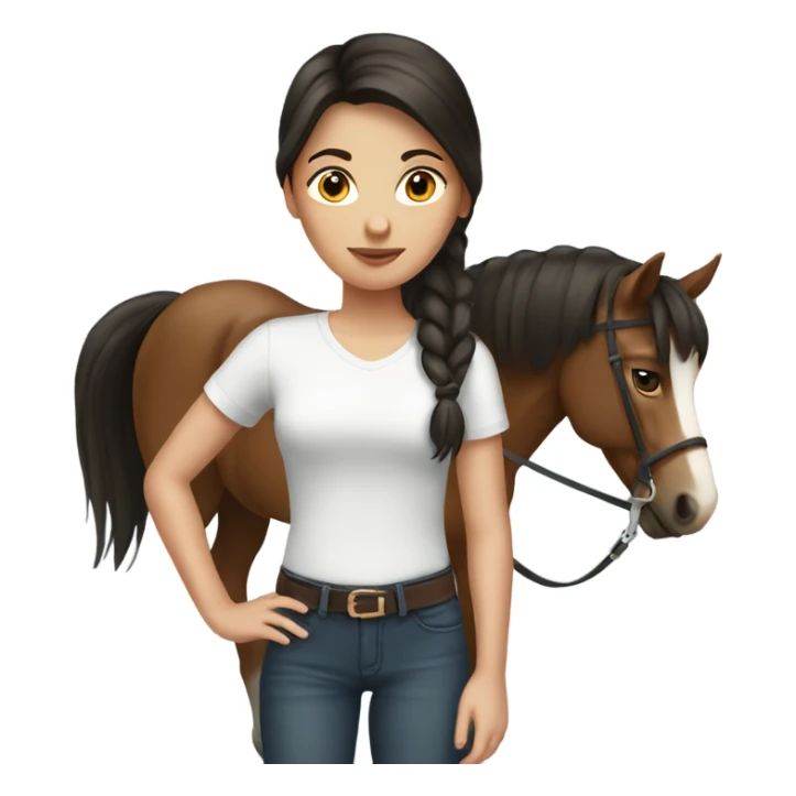 brunette Girl with horse  sticker