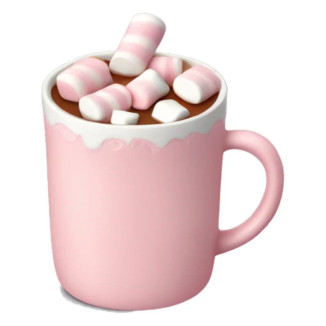 Light Pink mug of hot chocolate with marshmallows  sticker