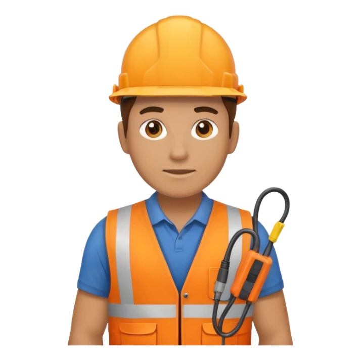 Electrician + cable coil + orange vest, Repair Crew. sticker
