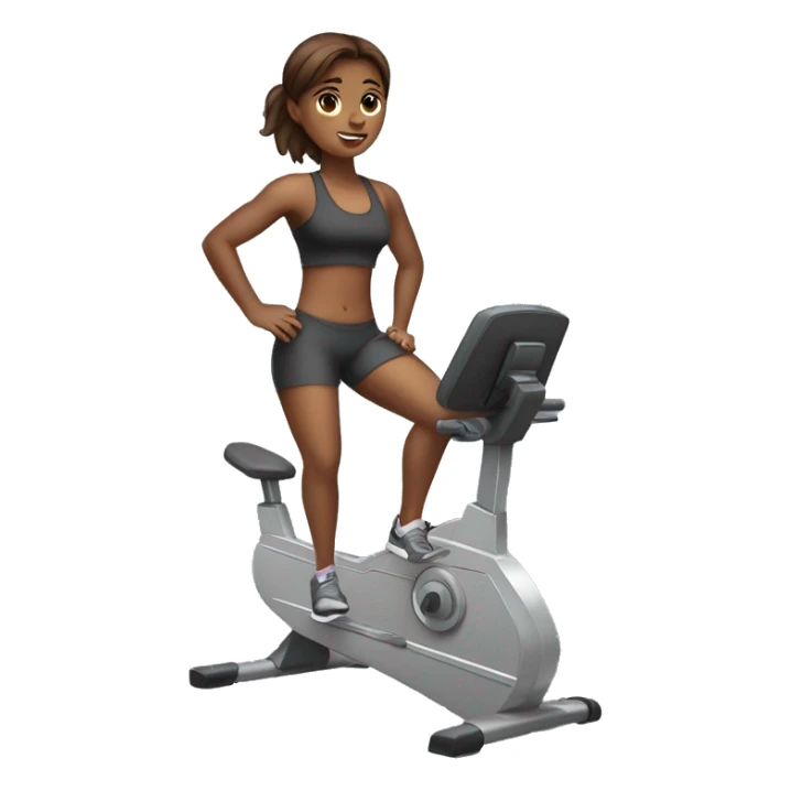 A brown hair girl in the gym on a stair master sticker