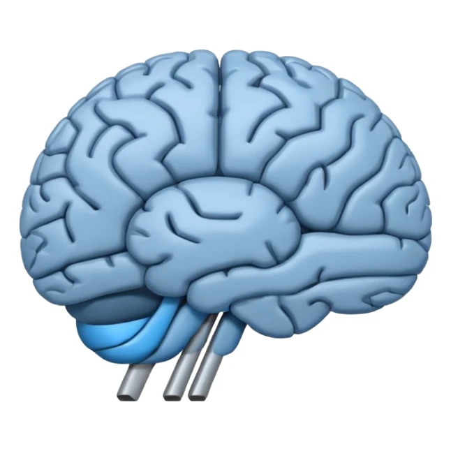 A simple emoji of a brain with a horizontal loading bar underneath, partially filled, flat emoji style, bold outline, minimal details sticker